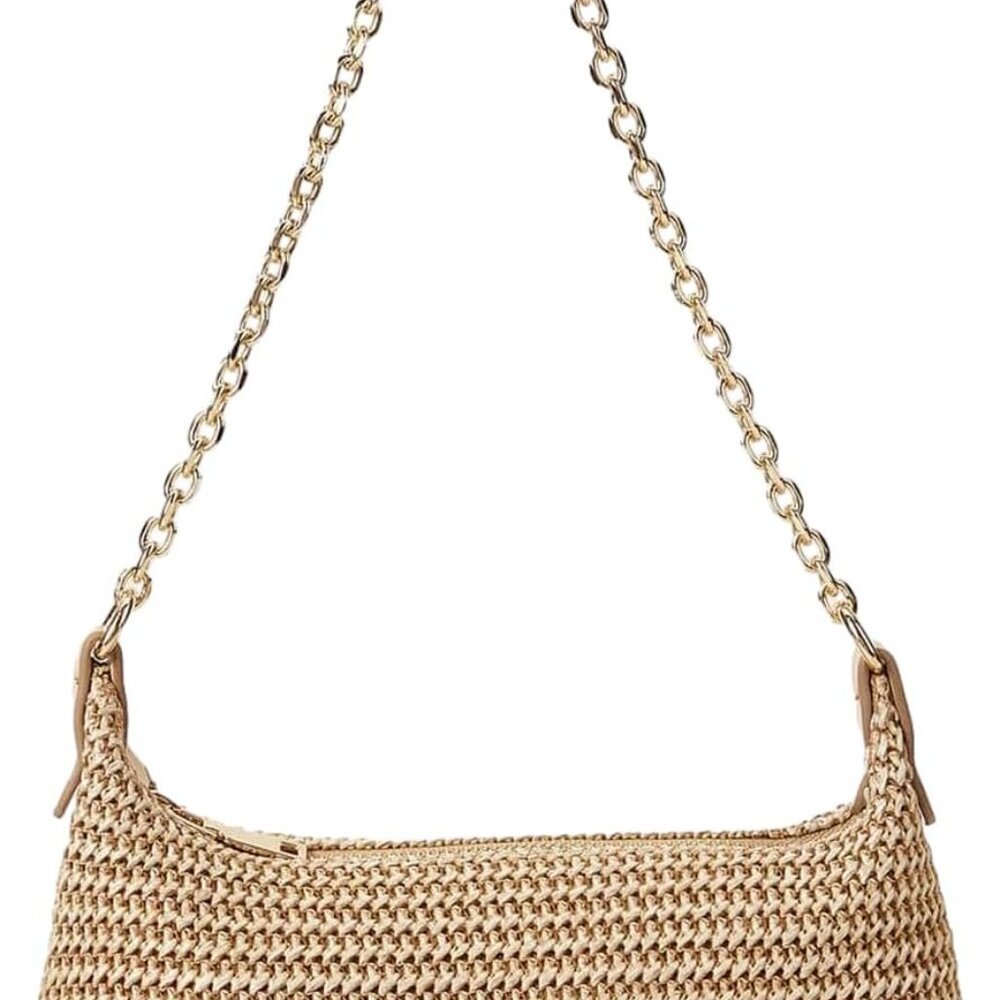 Women's Straw Woven Shoulder Bag Tote Handbag Summer Beach Purse